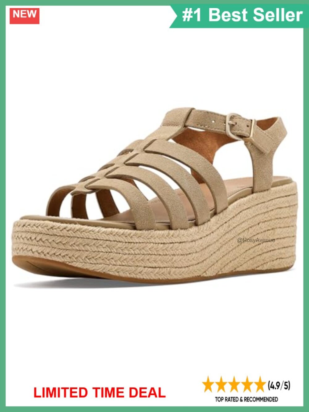 Suede Fisherman Wedge Sandals Espadrille Platform Adjustable Buckle
